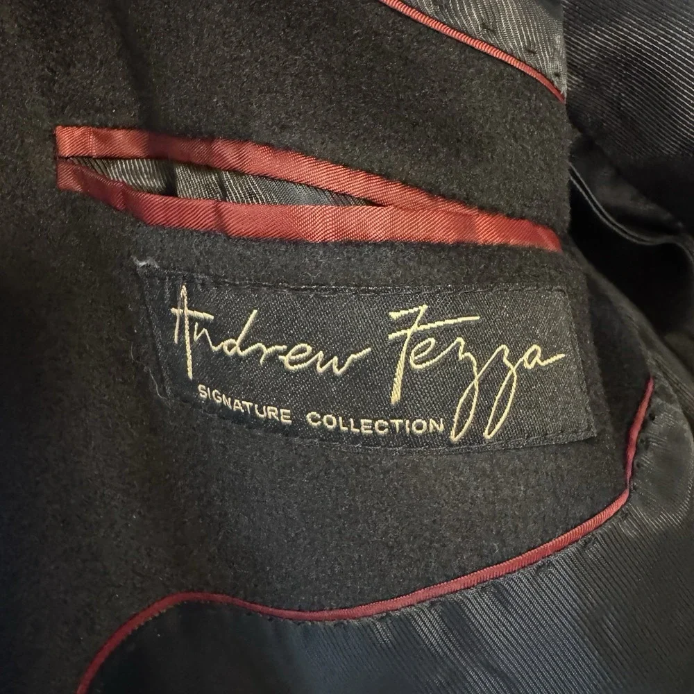 Andrew Fezza Mens Baxter‎  Blazer 2 Button Sport Coat Jacket Black 48 R